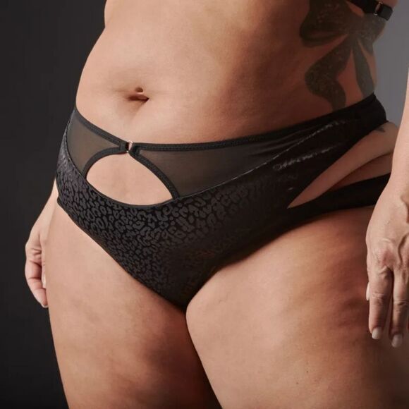NWT Thistle and Spire Prowess brief panties leopard print black Satin size 3X - Picture 10 of 12